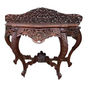 Mid 20th Century Vintage Southeast Asian Rococo Style Rosewood Console Table