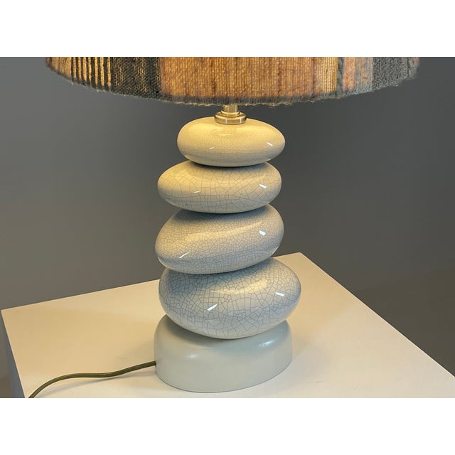 Cracked Pebble Lamp attributed to François Châtain with Original Lampshade, France, 1970s For Sale - Image 11 of 14