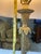Metal Vintage Table Lamp Gold Tone Traditional Hollywood Regency Decorative Table Lamp Vintage Lighting Floral Motif Damask Shade For Sale - Image 7 of 9