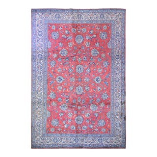 Vintage Persian Mahal Persimmon Color Wool Hand Knotted Rug For Sale