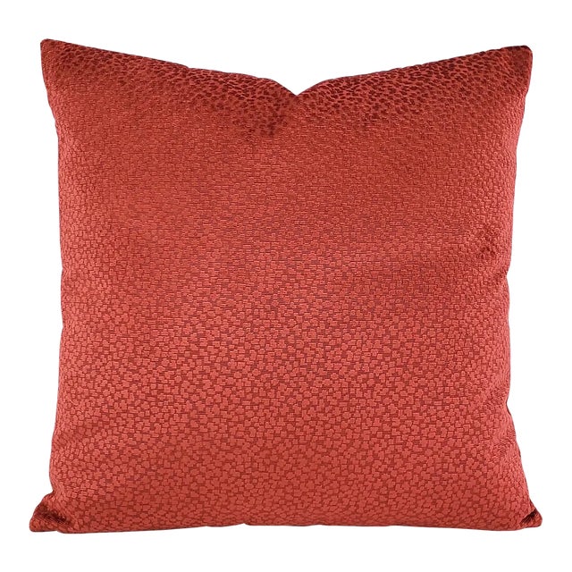 Brunschwig and Fils La Panthere Velvet in Red Pillow Cover For Sale
