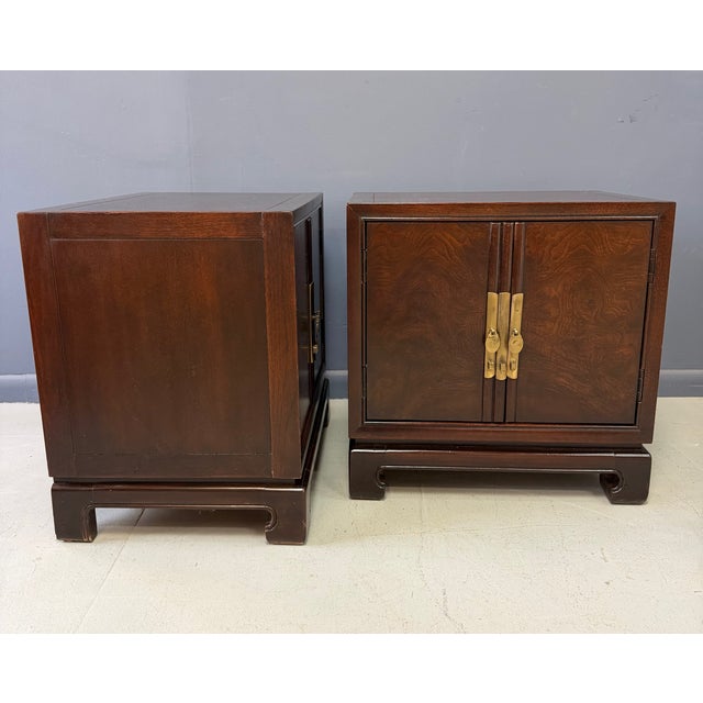 Pair of Tai Ming Burl Wood Nightstands by Drexel, Asian Modern Style, 1970s For Sale In Philadelphia - Image 6 of 13