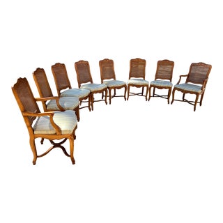 1970s Collection of Henredon Canned Chairs With Cushions - Set of 8 For Sale