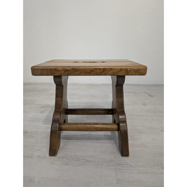 1960s Small Rustic Wood Stool, 1965 For Sale - Image 5 of 12