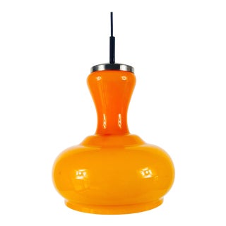 1970s Orange Glass Hanging Lamp from Peill & Putzler For Sale
