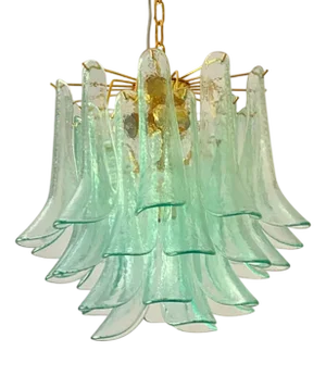Green Murano Style Glass Sella Chandeliers from Simoeng, Set of 2