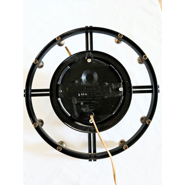 Seth Thomas Clock Company Vintage Mid Century Modern Atomic Seth Thomas Electric Wall Clock For Sale - Image 4 of 4