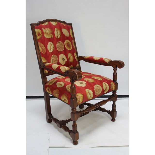English 17th Century Style European Floral Fabric Dining Chairs - Set of 10 For Sale - Image 3 of 13