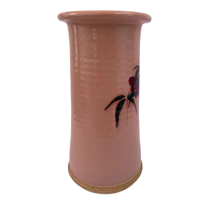 Vintage Pottey Cylinder Vase Floral Motif For Sale In New York - Image 6 of 17