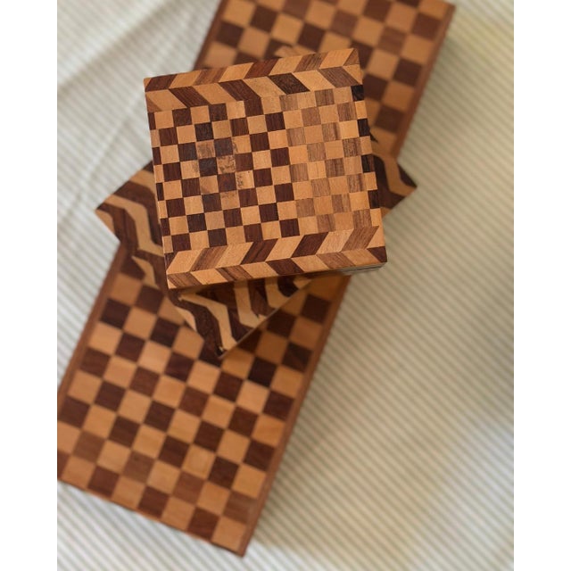 Set of Three Vintage Marquetry Boxes For Sale - Image 4 of 6