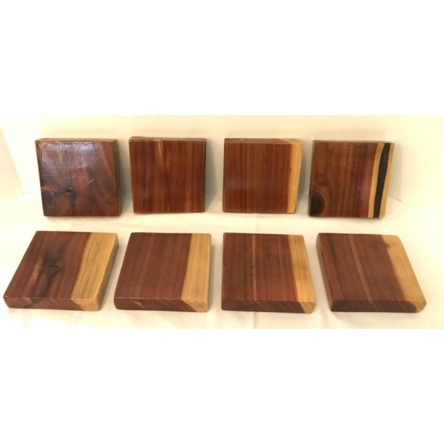Vintage Wooden Cedar Coasters - Set of 8 For Sale In Dallas - Image 6 of 6