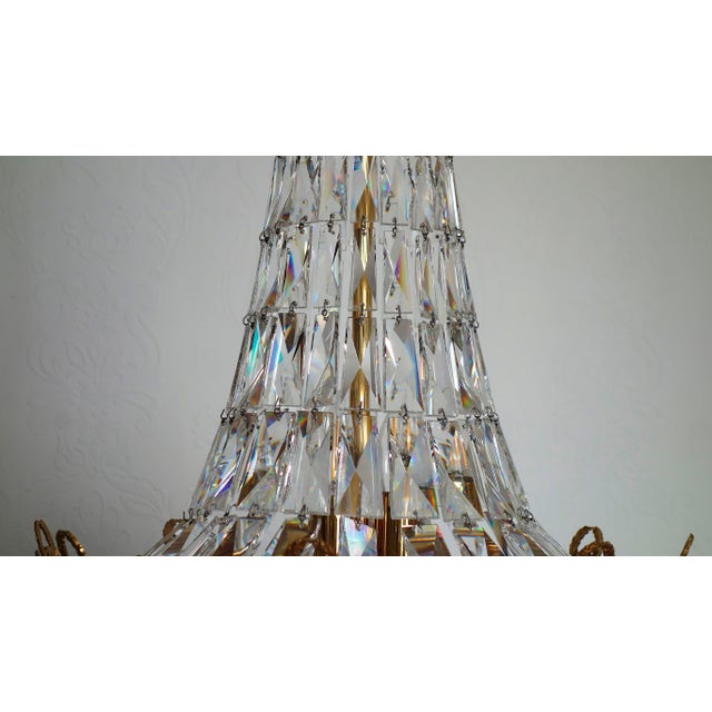 Brass and Lead Crystal 9-Flame Chandelier from Palwa, 1960s For Sale - Image 15 of 18