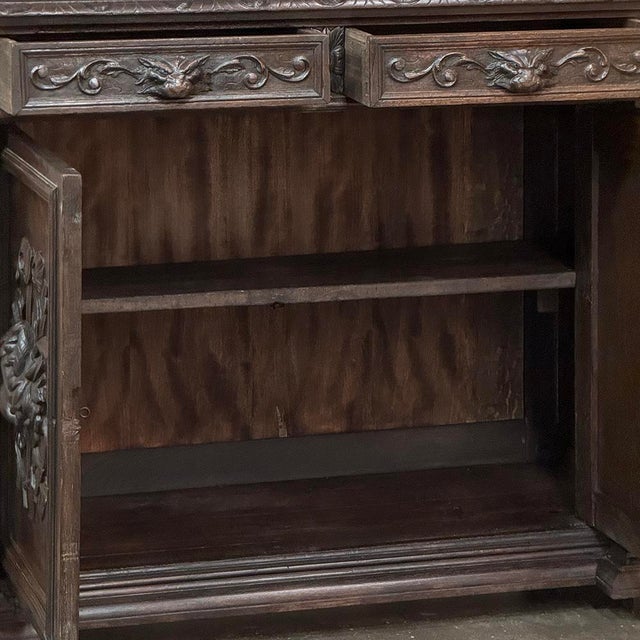 19th Century French Henri II Renaissance Revival Carved Oak Buffet For Sale - Image 15 of 18