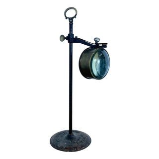 Antique Industrial Lens on Stand French Optical Display with Cast Iron Base, 1890s For Sale
