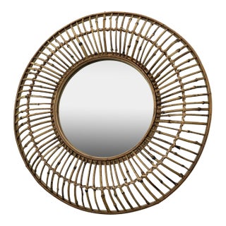 Vintage Mirror With Bamboo Frame For Sale