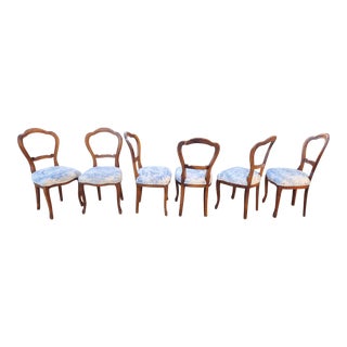 Antique Louis Philippe Style French Provincial Dining Chairs - Set of 6 For Sale