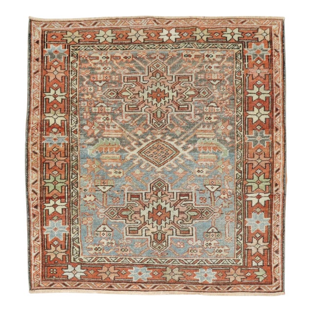 Antique Zabihi Collection Persian Heriz Small Square Rug - 3'6" x 3'11" For Sale