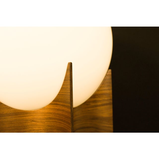 Vintage Globe Lampshade with Sculptural Wooden Base, 1960s For Sale - Image 6 of 8