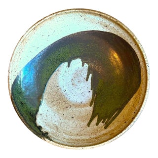 Abstract Wave 20" Stoneware Centerpiece Bowl - 1980's by Ken Edwards - Montana For Sale