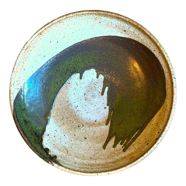 Abstract Wave 20" Stoneware Centerpiece Bowl - 1980's by Ken Edwards - Montana For Sale