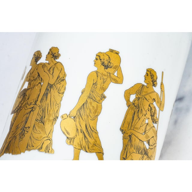 Ceramic Nice Cylinder Antique Neoclassical Porcelain Gold White Vase Gerold Porzellan Bavaria West Germany For Sale - Image 7 of 13