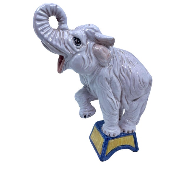 Italian Vintage Italian Terracotta White Elephant Statue For Sale - Image 3 of 8