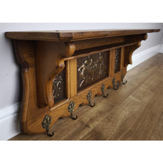 Vintage French Coat Rack in Oak For Sale - Image 3 of 12