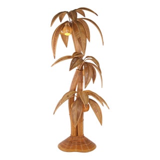 Palmtree Floor Lamp in Rattan For Sale