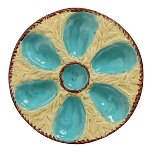 19th Century English Fielding Majolica Oyster Plate