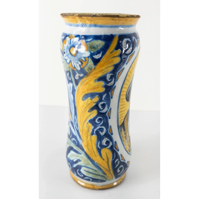 Traditional 19th Century Italian Majolica Faience Albarello Drug Jar For Sale - Image 3 of 12