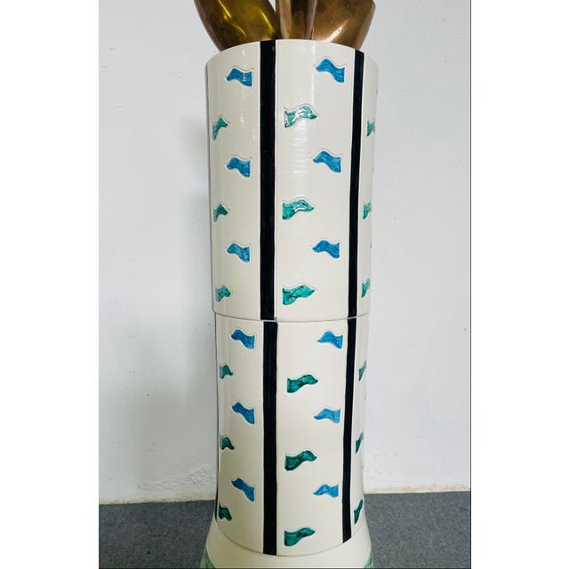 Postmodern Alessandro Mendini, White and Blue Columns Fountain, 1986, Ceramic For Sale - Image 3 of 18