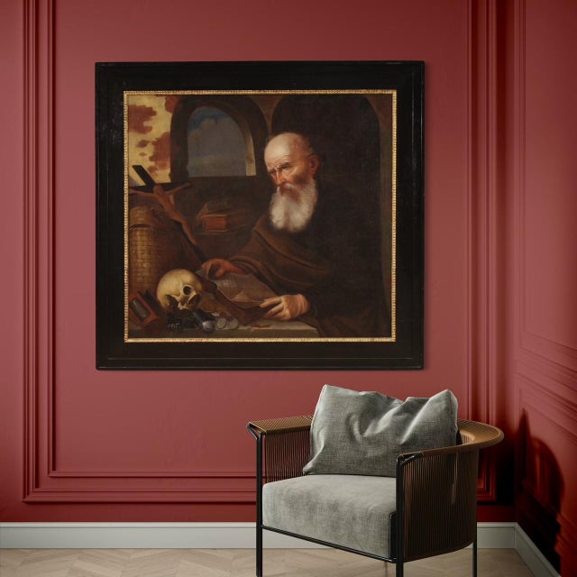 Flemish Artist, Saint Jerome in His Study, 1630, Oil on Canvas, Framed For Sale - Image 14 of 16