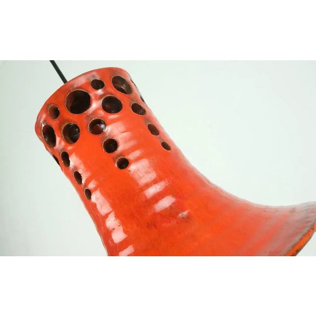 Mid-Century Pendant Light with Orange Ceramic Shade, 1970s For Sale - Image 4 of 11