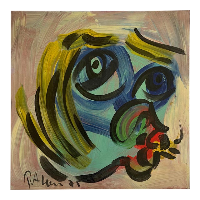 1970s “Picasso Face II” Abstract Face Painting by Peter Keil For Sale