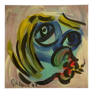 1970s “Picasso Face II” Abstract Face Painting by Peter Keil