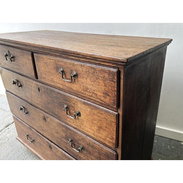 Antique Georgian Oak Chest of Drawers with Swan Neck Handles, 1760s For Sale - Image 6 of 10