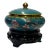 Chinese Teal Turquoise Metal Cloisonné Blossom Flower Theme Round Box For Sale