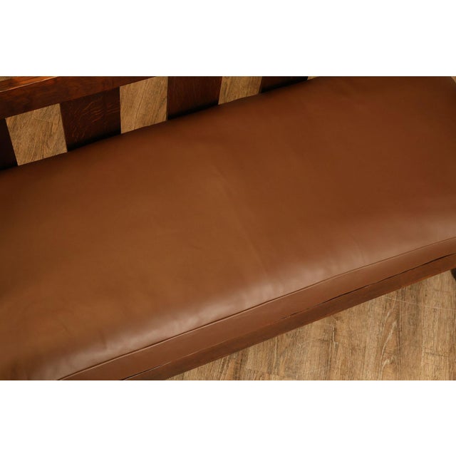 Brown Gustav Stickley Antique Mission Oak Hall Settle Model 205 For Sale - Image 8 of 18