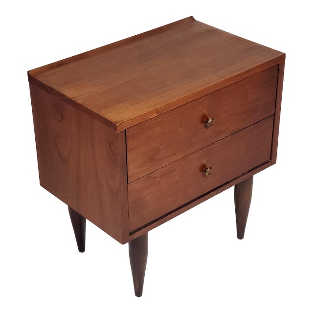 Vintage Original Mid-Century Modern Harmony House All Wood Walnut Nightstand (One) With Tapered Legs For Sale