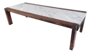 Vintage Copper Coffee Table with Marble Top