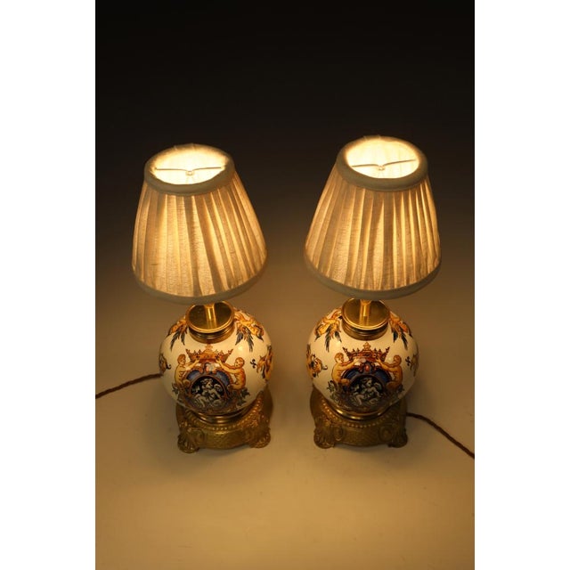 Renaissance Revival Italian Majolica Table Lamps, 1890, Set of 2 For Sale - Image 12 of 18