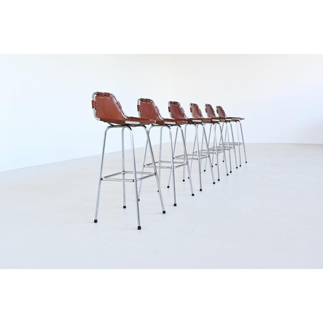 Mid-Century Modern Bar Stool in Leather Les Arcs Ski Resort by Charlotte Perriand, France, 1960s For Sale - Image 3 of 18