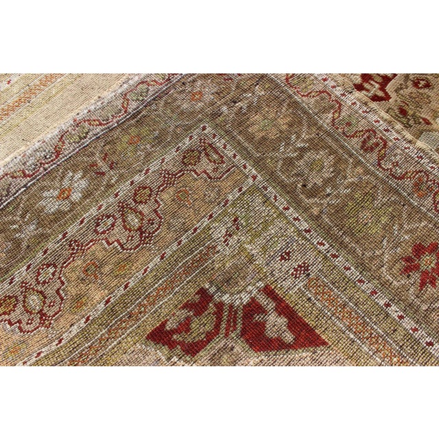 Vintage Turkish Oushak Area Rug, Red Medallion, Green Border by Keivan Woven Arts For Sale In Atlanta - Image 6 of 7