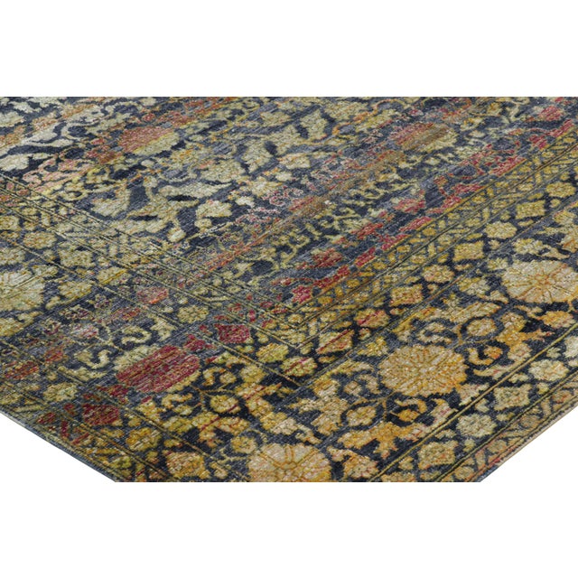 Traditional Rug & Kilim’s Oversized Samarkand Style Rug in Navy Blue With Floral Patterns For Sale - Image 3 of 7