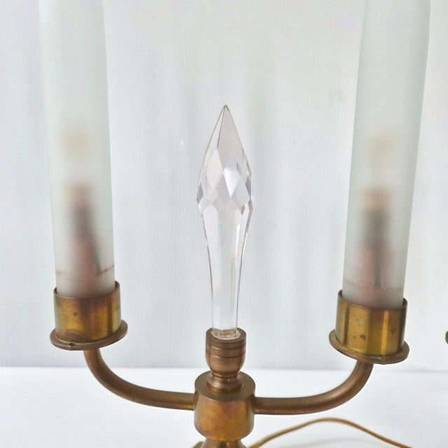 1950s Vintage Brass and Glass Candle Lamps, 1950s, Set of 2 For Sale - Image 5 of 16