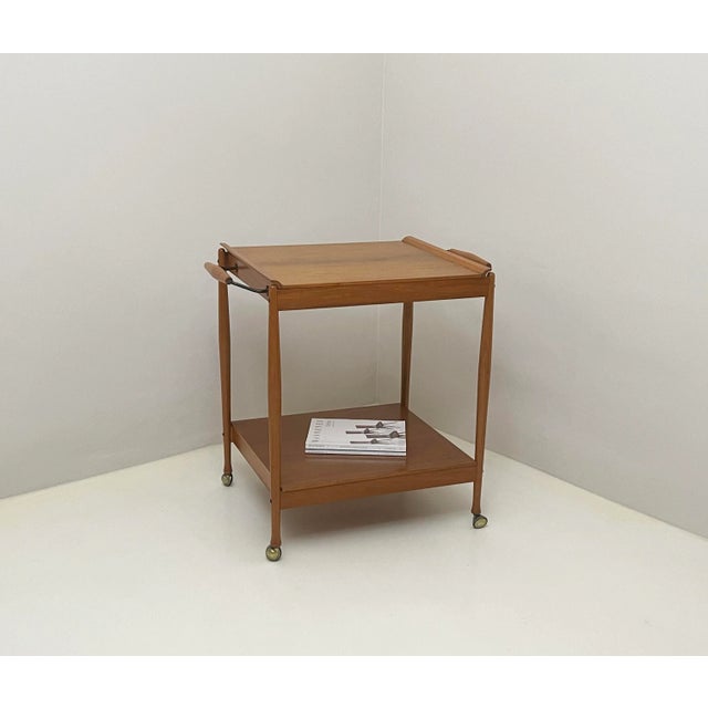 1950s Vintage Bar Cart in Wood and Brass, 1950s For Sale - Image 5 of 5
