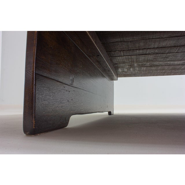 Large Rustic Brutalist Coffee Table in Patinated Wood, 1980s For Sale - Image 9 of 17