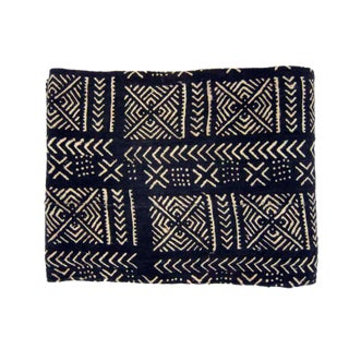 Vintage Mali Black & White Tribal Mudcloth Fabric For Sale