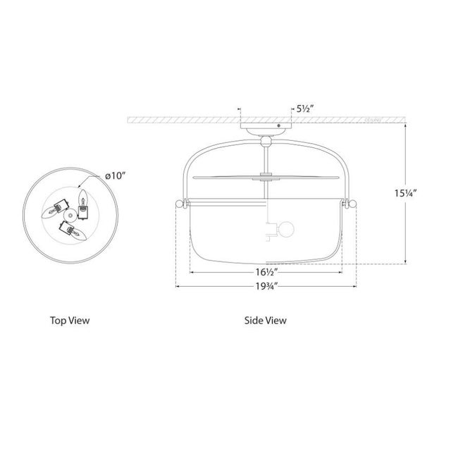 Traditional Chapman & Myers for Visual Comfort Signature Lorford Medium Semi-Flush Lantern in Gilded Iron with Mercury Glass For Sale - Image 3 of 3