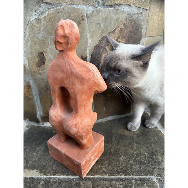 Ceramic Vintage Modernist Cubist Terracotta Figure Sculpture — Abstract Female Form — Studio Art For Sale - Image 7 of 7
